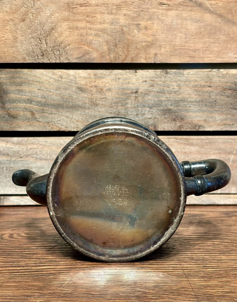 Vintage Small Silver Hinged Creamer From Benedict Indestructible