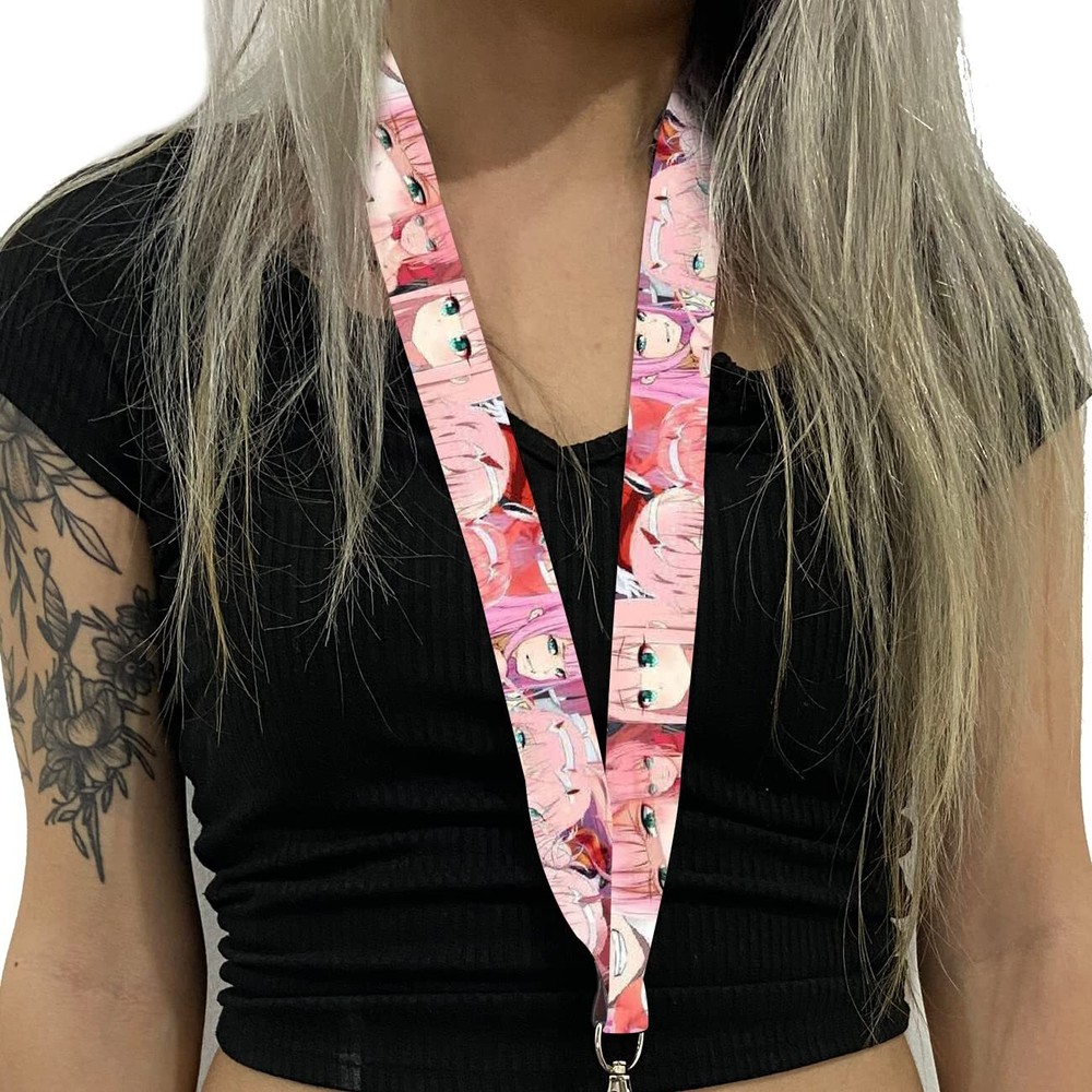 Zero Two Darling Lanyard Keychain Pink