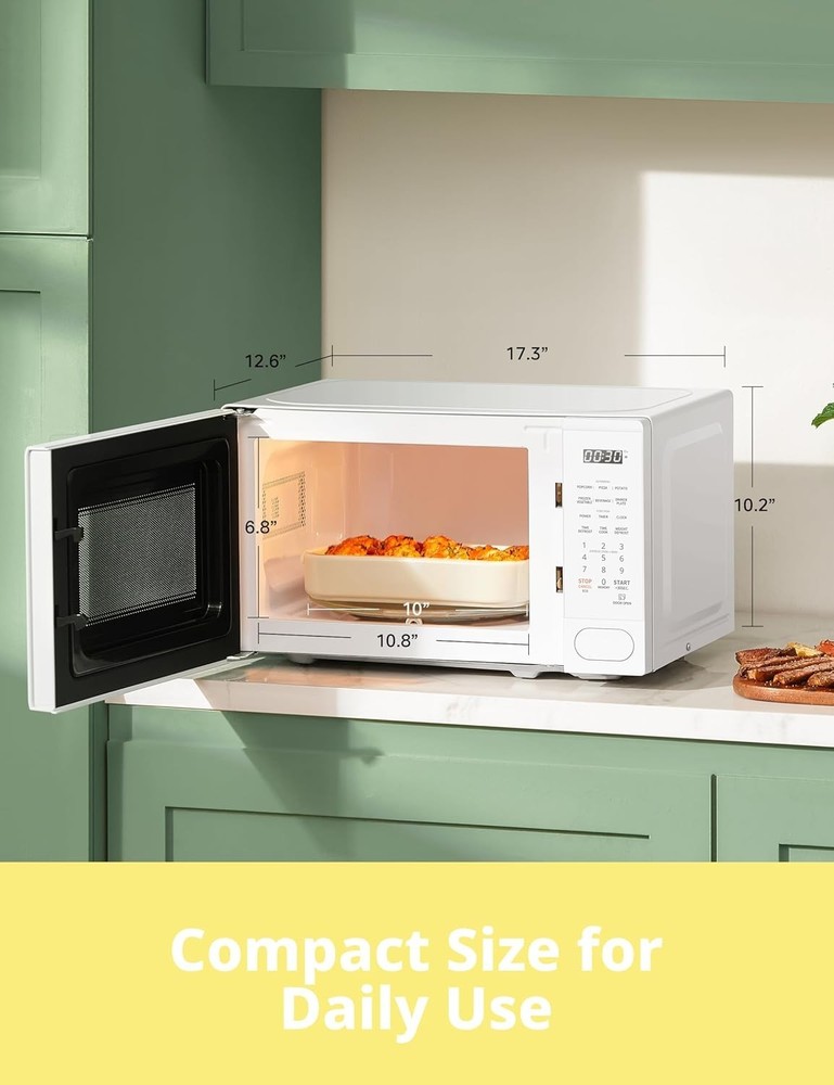 Efficient Retro Microwave 0.7 Cu.Ft 700W - Child Safe, Multi-Function Cooking