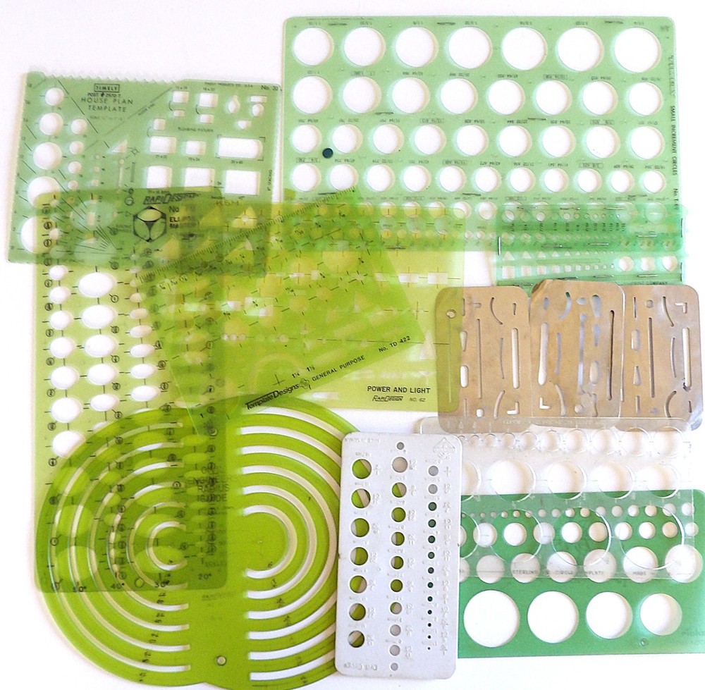 13 VINTAGE ENGINEERING AND DRAWING TEMPLATES