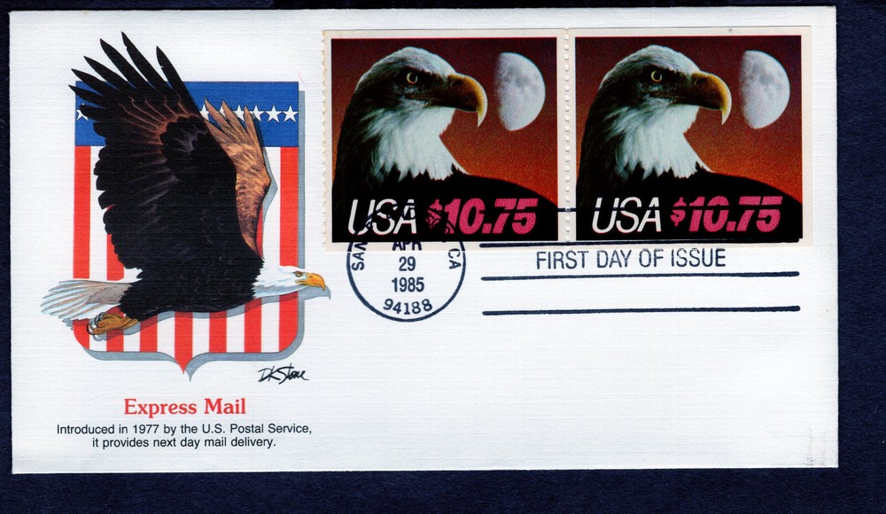 1985 Stamp #2122 Pair Express Mail FDC Fleetwood
