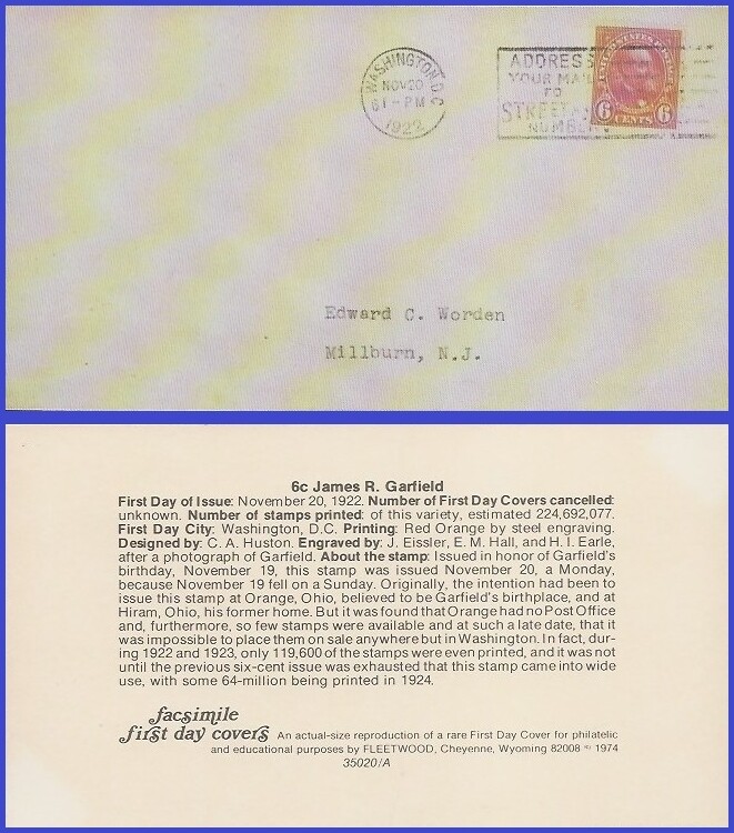 USA5 # 558 ADDR FACSIMILE FDC   Garfield