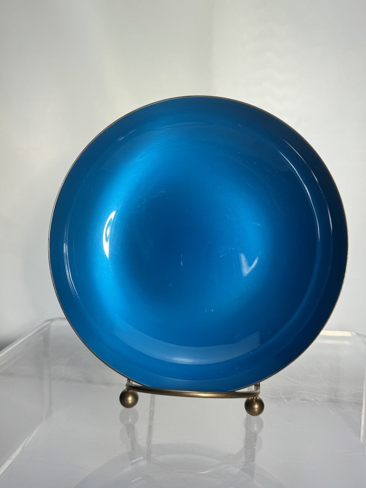 Reed & Barton #193 Blue Enameled Silver Plate Bowl VTG MCM 6” Diameter