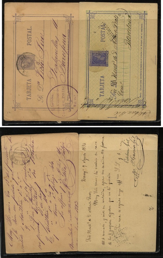 Spain  2  postal  cards   used            MS0430