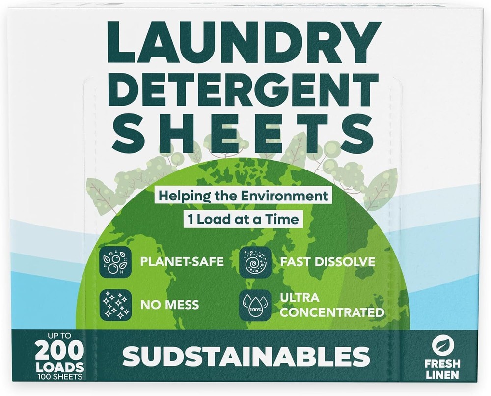 Eco Friendly Laundry Detergent Sheets (100 sheets 200 loads) - Sudstainables