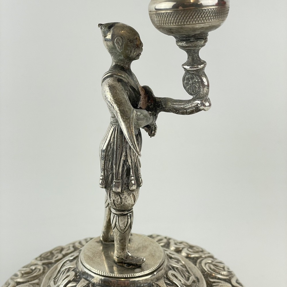 Antique Probably Spanish Solid “915” Silver Figural Chamberstick Figurehead 18cm