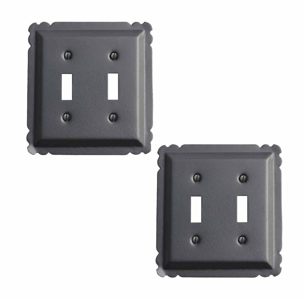 2 Switchplate Black Steel Double Toggle | Renovator's Supply
