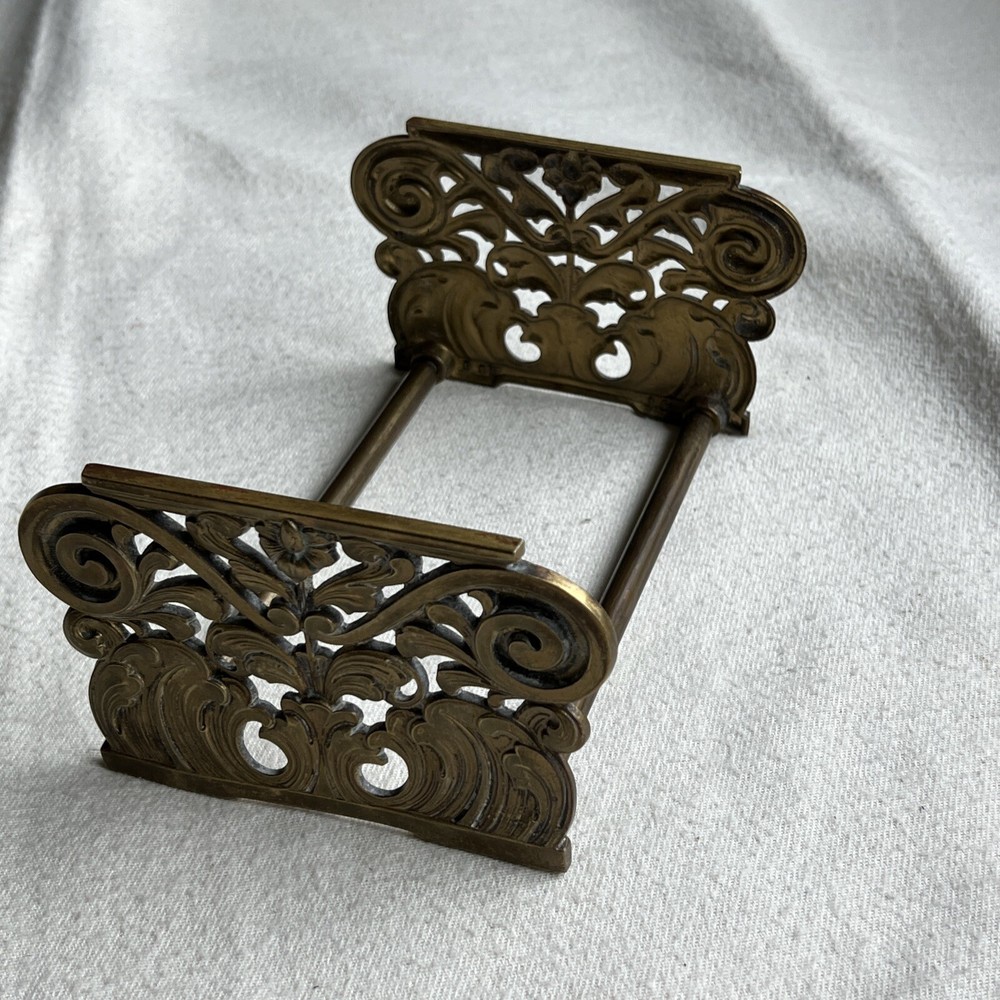 Antique Brass Acanthus & Volute Expanding Book Holder