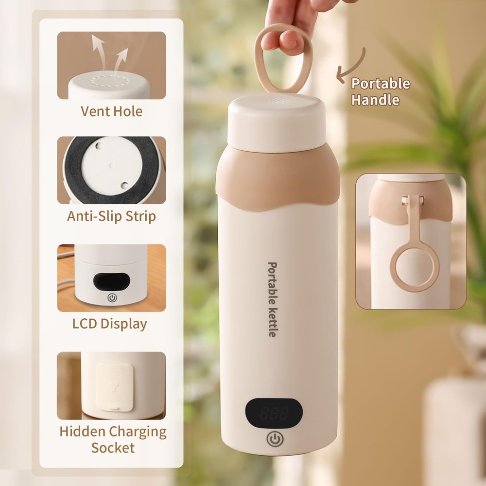 Travel Mini Electric Tea Kettle Small 6 Temper Controls 316 Stainless Steel