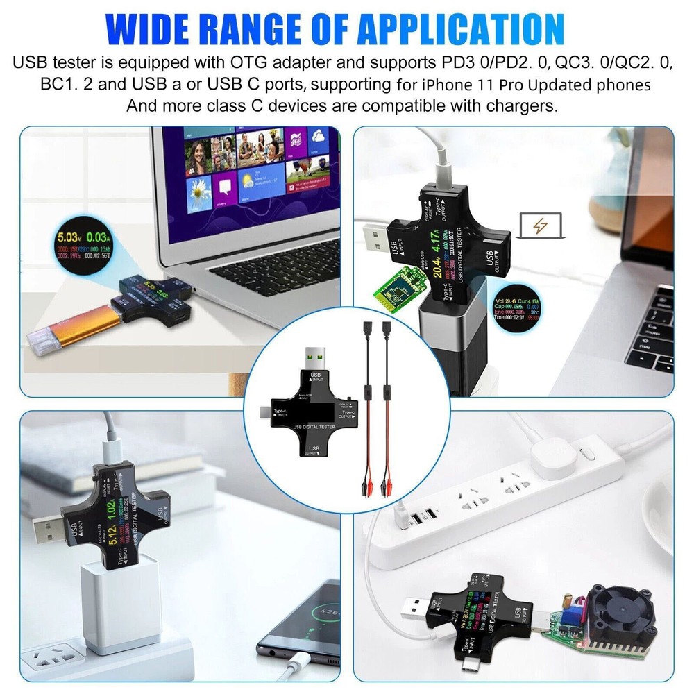 2.36*2.36 inch USB Power Meter Tester Digital Multimeter Voltage Current