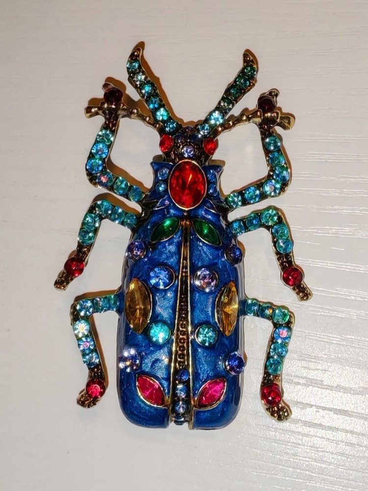Beetle Large Rhinestone Brooch. New No Tags