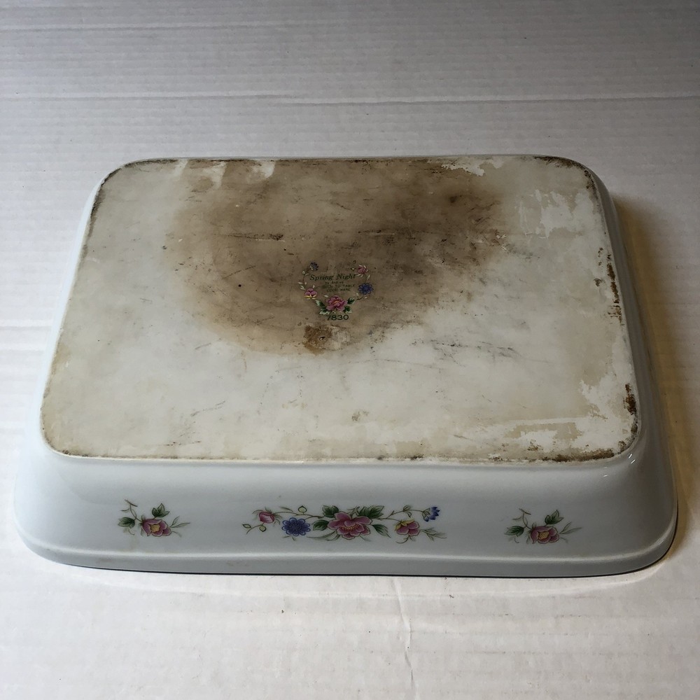 Vtg Andrea Sadek Spring Night Rectangular Baking Dish Floral Flowers GIL