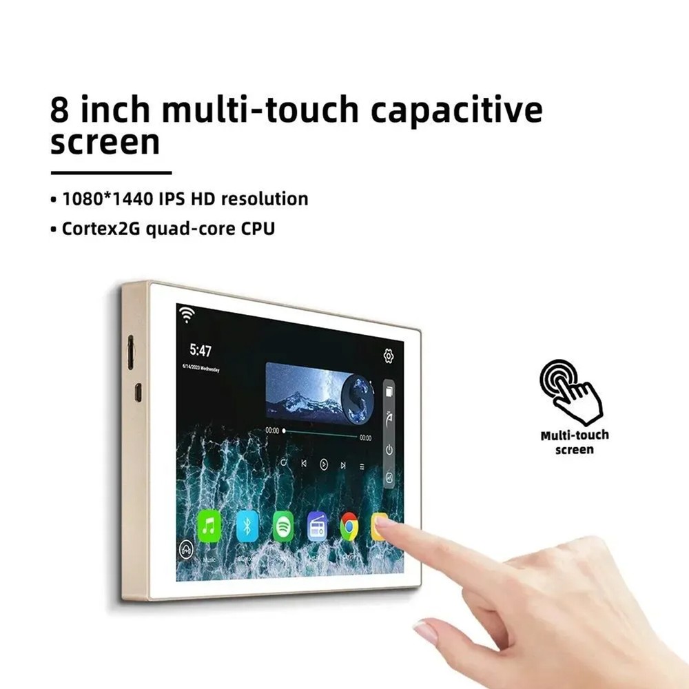 Smart Bluetooth Wall Amplifier Music Panel 8inch Touch Screen Stereo Home Audio