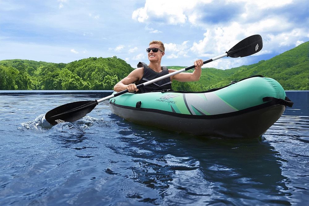 Hydro Force Inflatable Kayak Set | Includes Seat, Paddle, Hand Pump, Storage Car