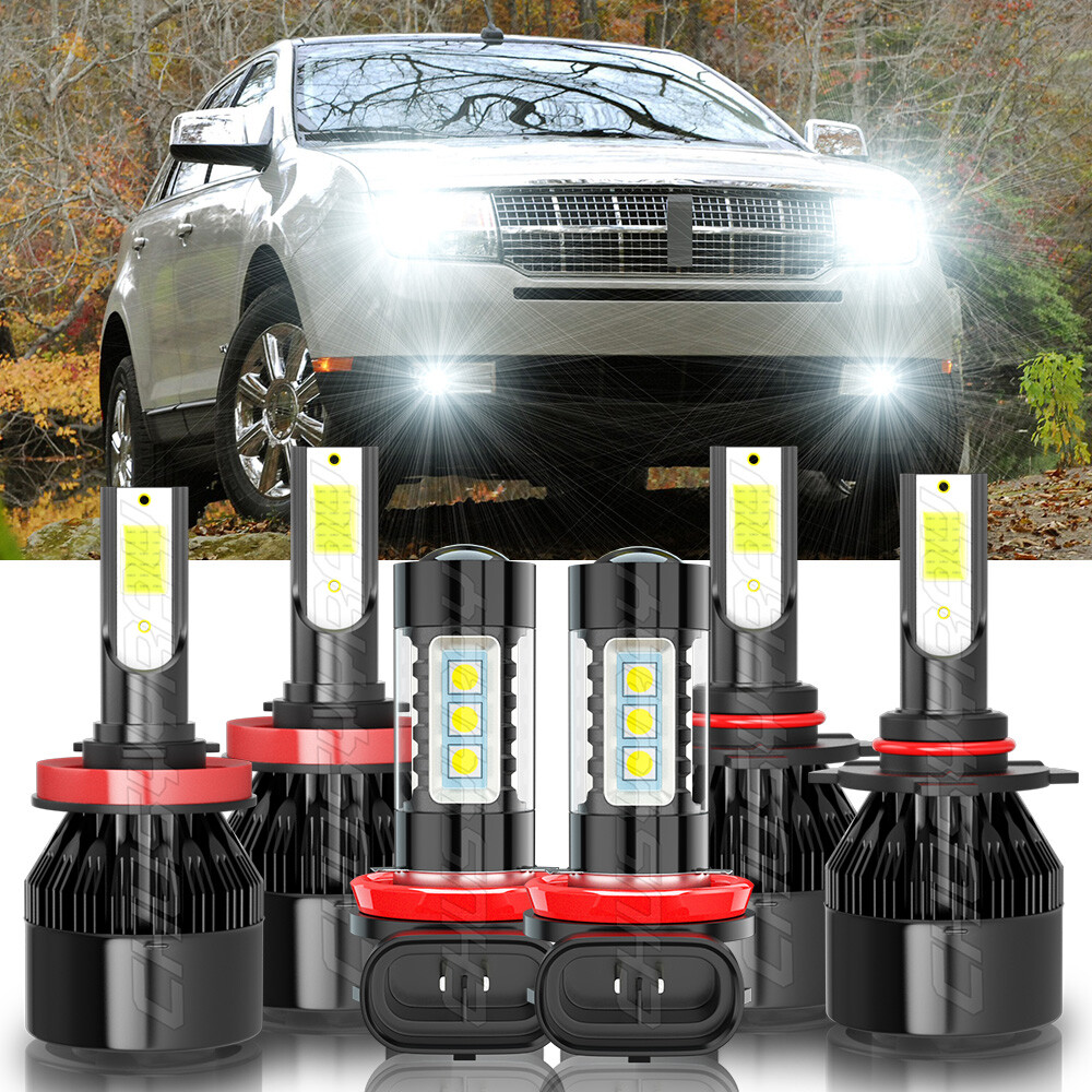 For Lincoln MKX 2007-2010 -6X LED Headlight High/lo Beam + Fog Light Bulbs Combo