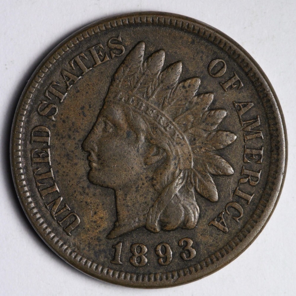 1893 Indian Head Cent Penny AU E198 AVM
