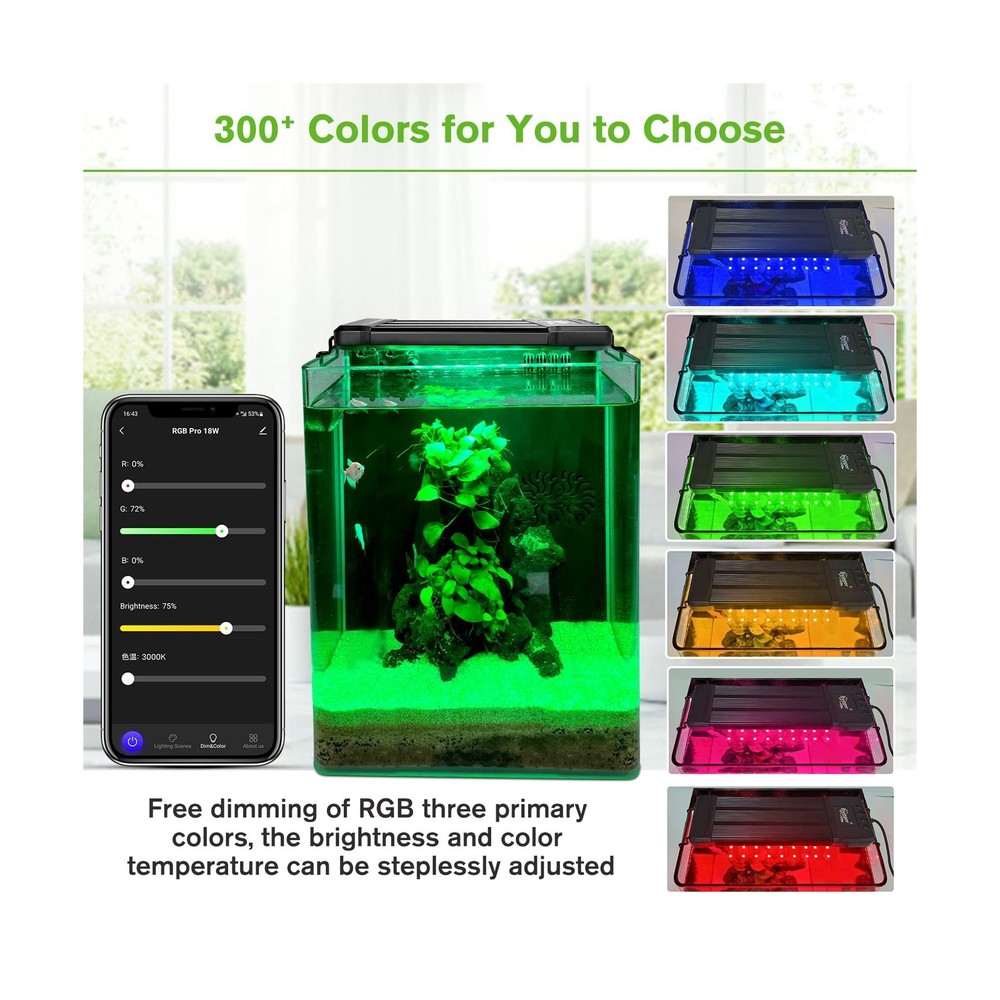 hygger 60W Smart Aquarium Light, Bluetooth LED Light with App Control, Full S...