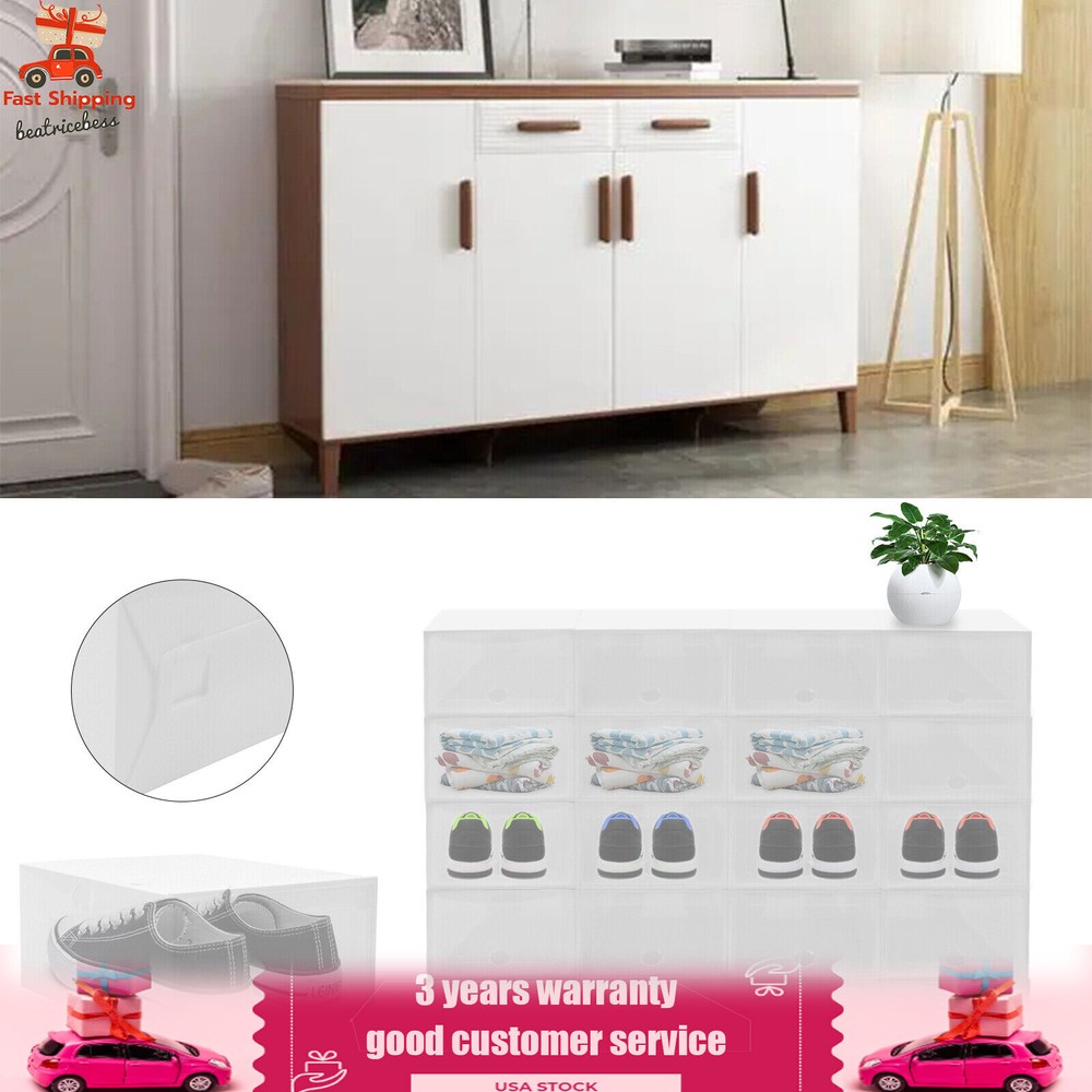 20Pcs Plastic Shoes Storage Box Stackable Display Case Sneaker Organizer Case