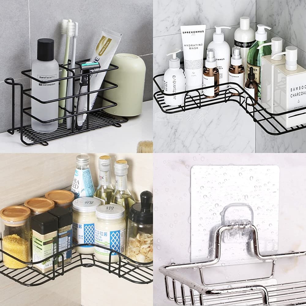 Alamic 4 Pack Shower Caddy Adhesive Sticker Hook Mount for Shower Caddy Baske...