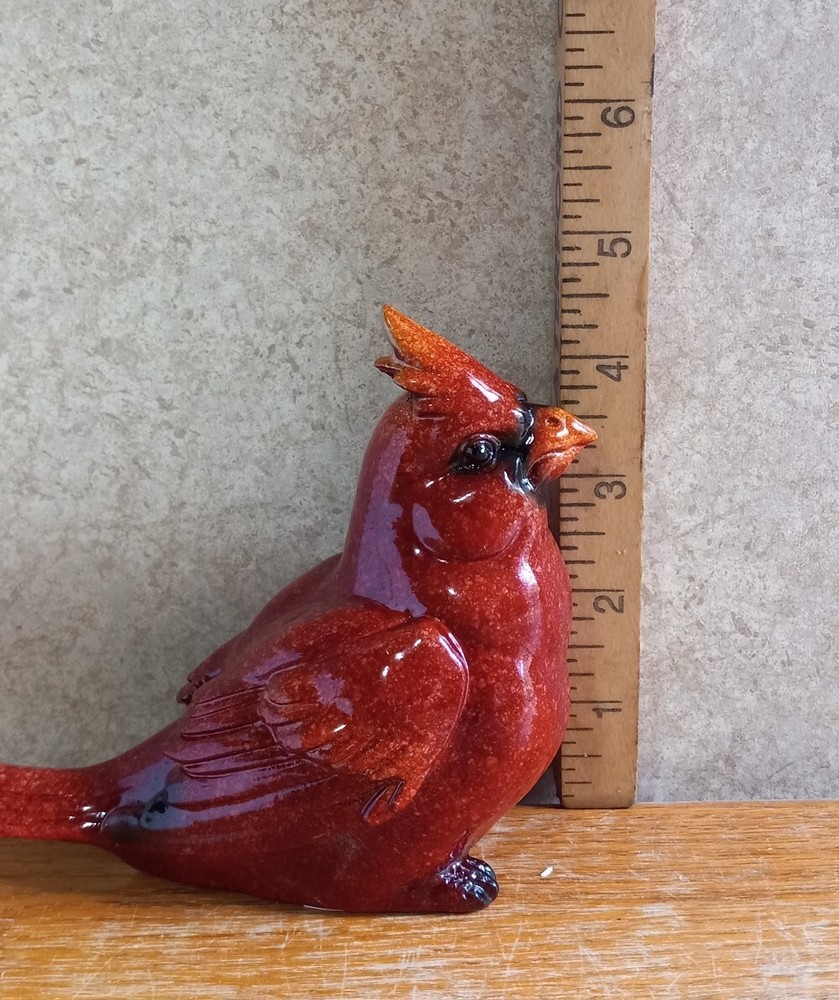 Red Cardinal Sitting on Ground Figurine Statue