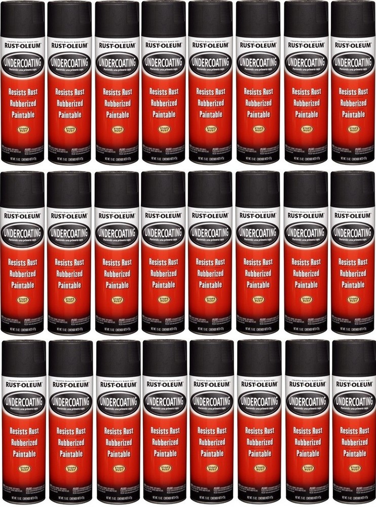 Rustoleum 15 oz Black Rubberized Undercoating Spray Paint 248657 - 24 Cans