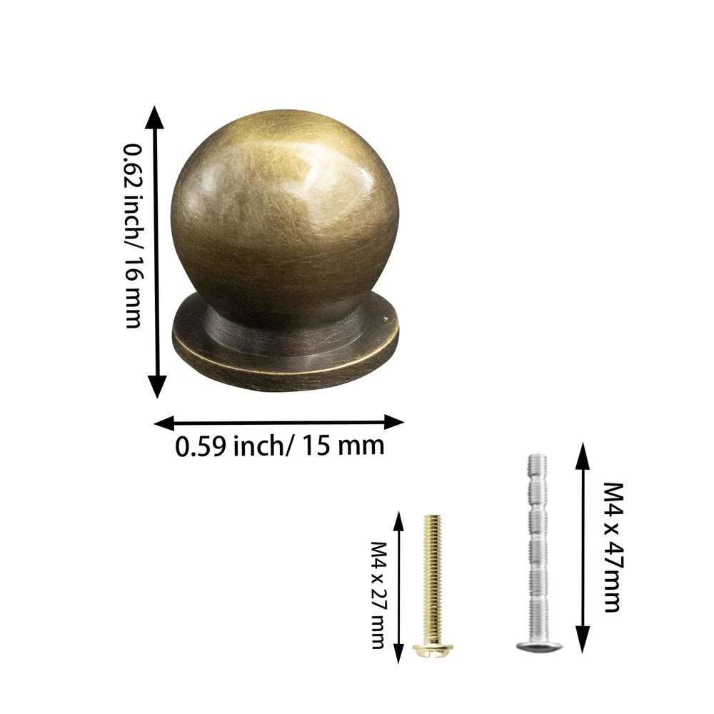 Mini Round Solid Brass Knobs, 5/8 Inch (16mm) Diameter Antique Metal Cabinet ...