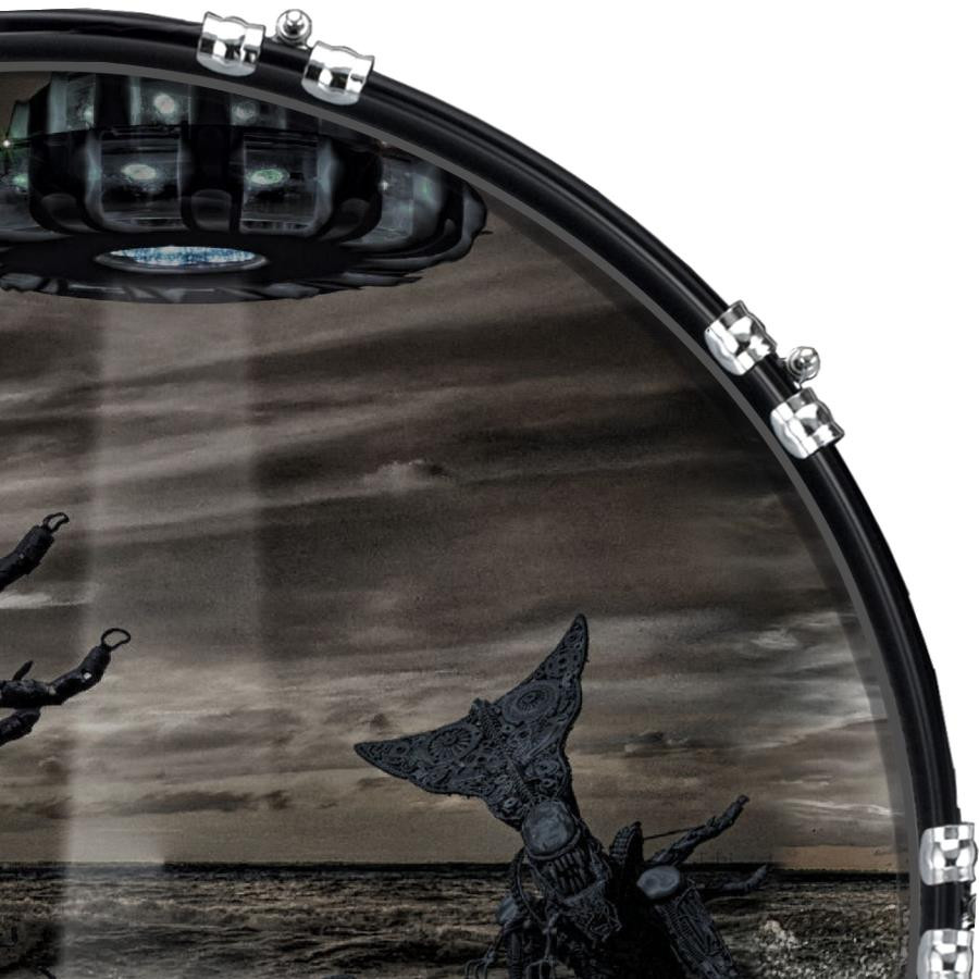 20" Custom Bass Kick Drum Front Head Graphic Graphical Beach Invaders
