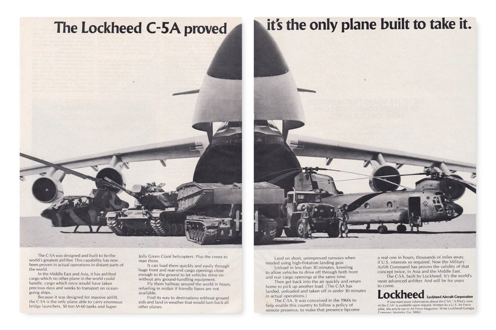 1974 Lockheed C-5A Aircraft ad 2/16/2023h
