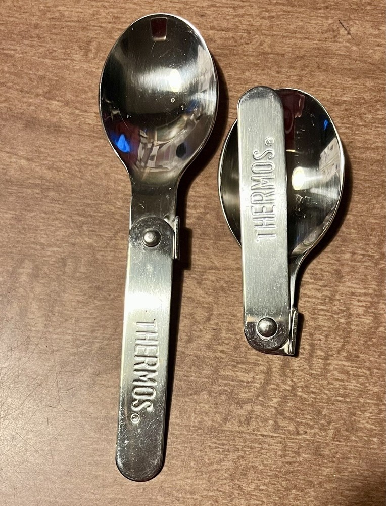 2 Thermos Folding Foldable Spoon Travel Camping Hiking Stainless Replacements