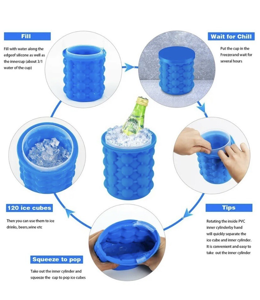 Summer Ice Cube Maker Mold Silicone Ice Bucket Tray Bucket