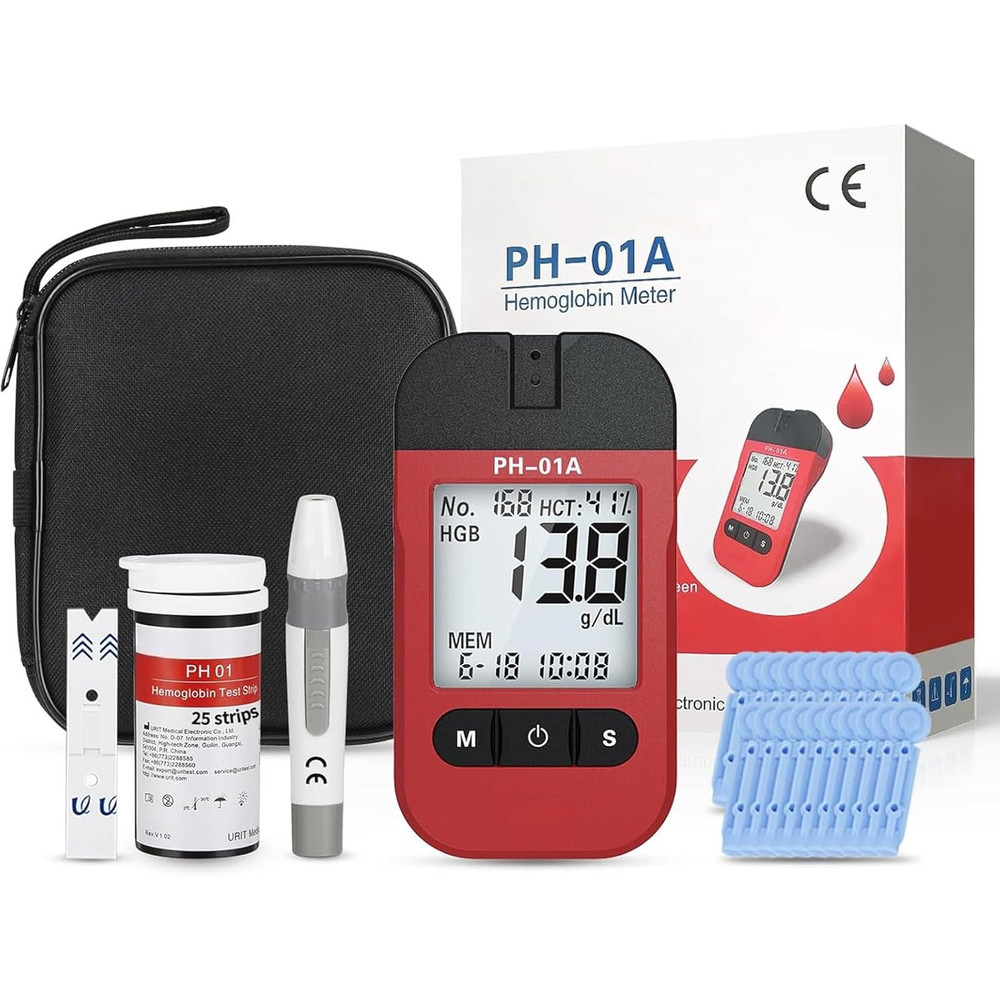 Hemoglobin Analyzer Fast HB Testing Kit with 25 Test Strips