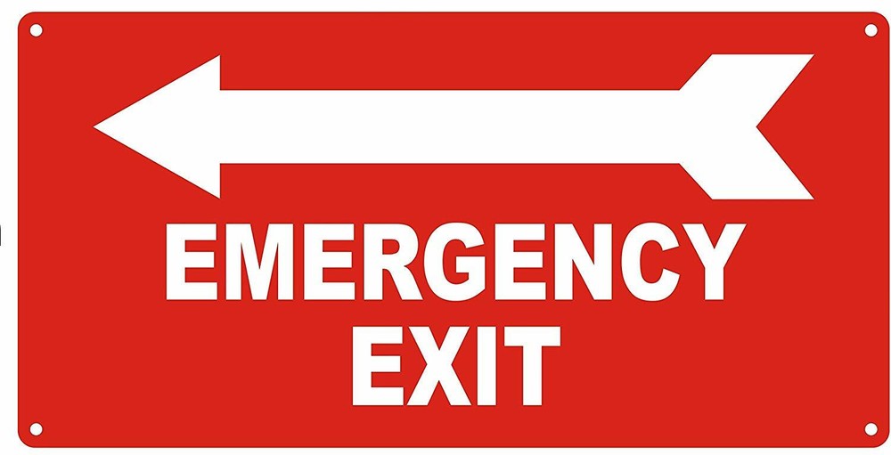 EMERGENCY EXIT WITH ARROW LEFT SIGN - ( ALUMINUM Reflective !!! 7X14)-REF24-1027