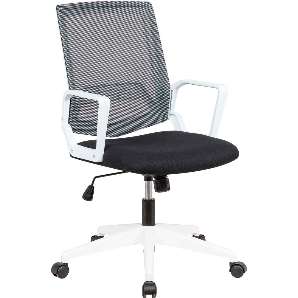 Mesh Task Chair w/ Fabric Seat Black w/ White Frame