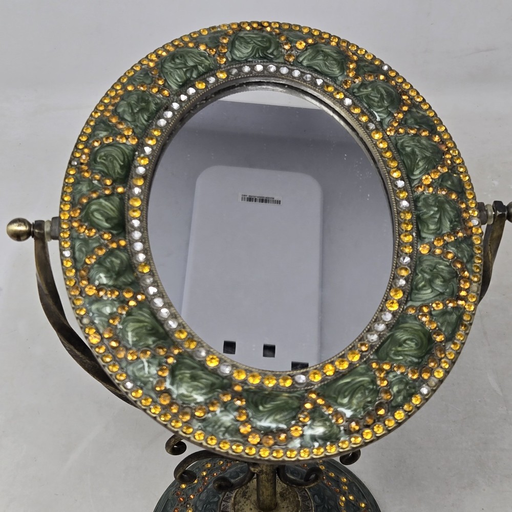 VTG Brass Tilting Vanity Mirror Table Mirror Standing Mirror Frame Rhinestones