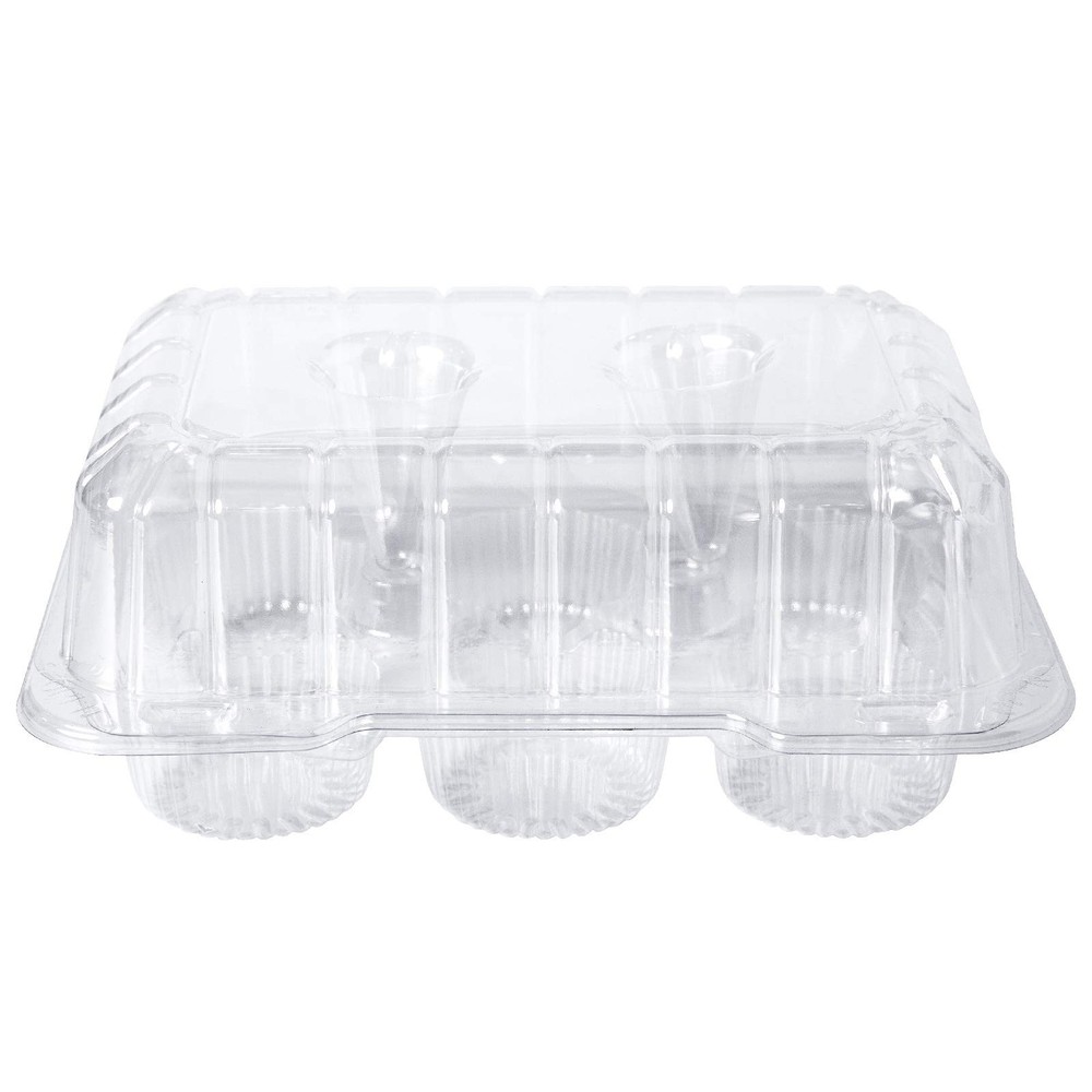 Clear Cupcake Boxes 6 Cavity Holder, Large 6 Compartment Muffin Containers Pl...