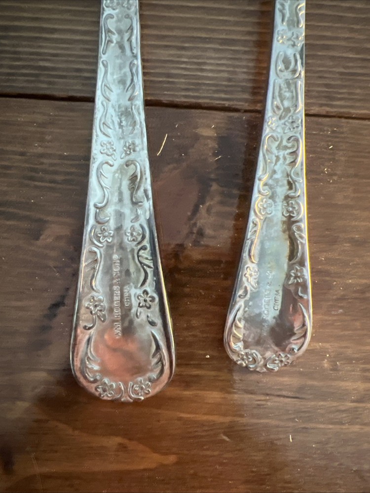 WM Rogers & Sons Silver Tone Enchanted Rose Replacement Serving Spoon & Fork