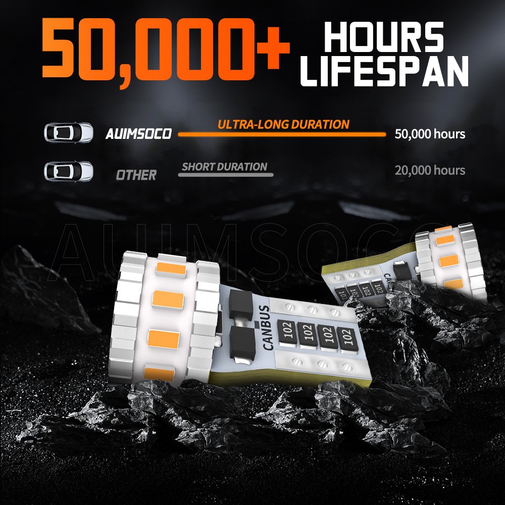 2x Amber Yellow Orange Canbus LED Bulb T10 W5W 3030 10SMD Car Side Wedge Light