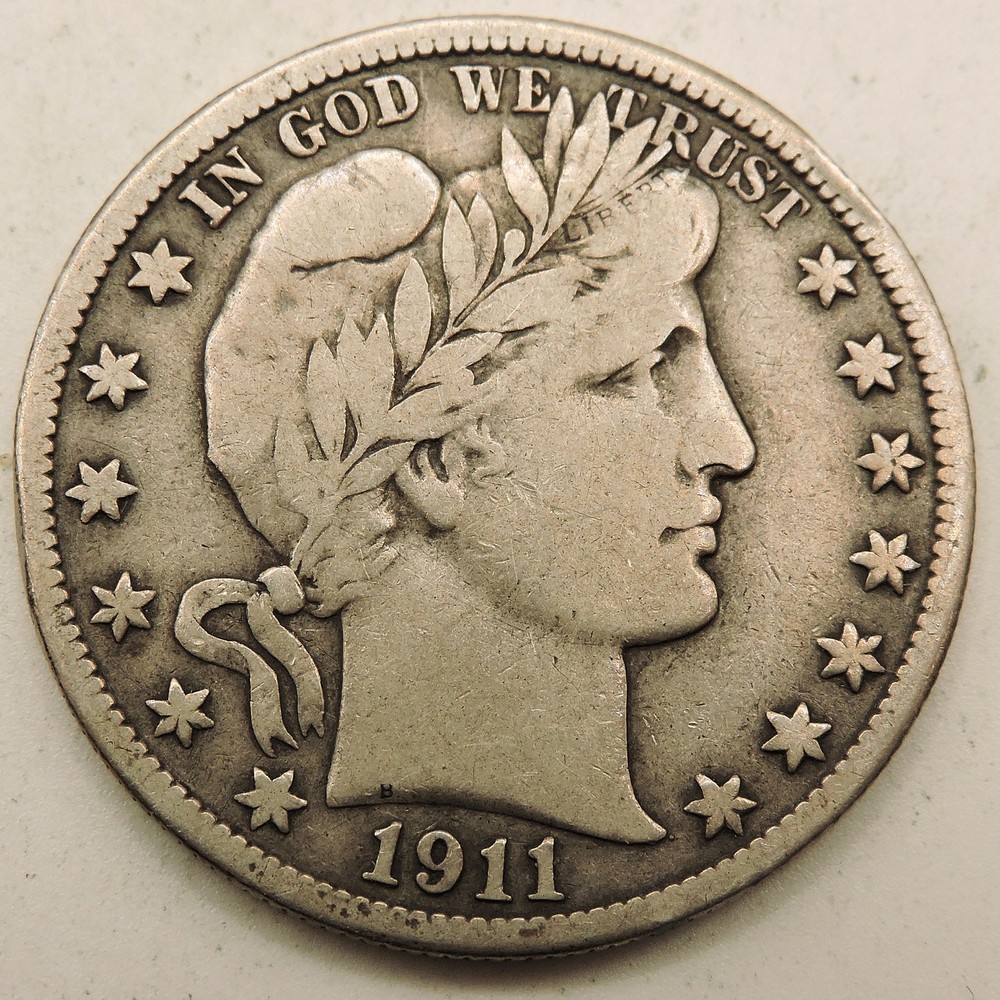 1911 Silver Barber Half Dollar Very Fine