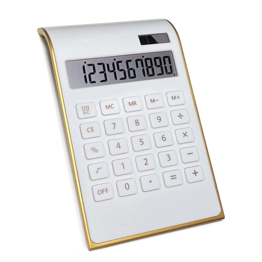 Solar Gold Calculator Standard Function Desktop Calculator LCD 10-Digit Deskt...