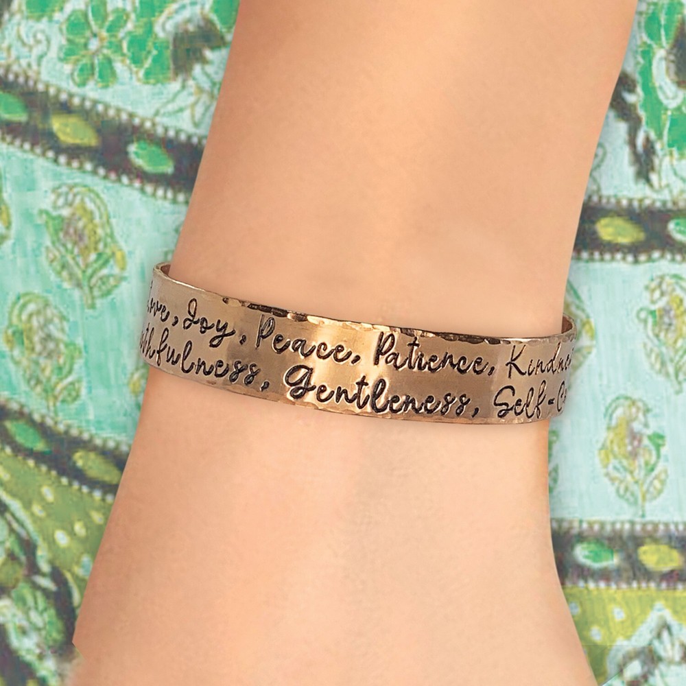 Wide Cuff Personalized Bracelet, quote, scripture, copper, stainless, NuGold