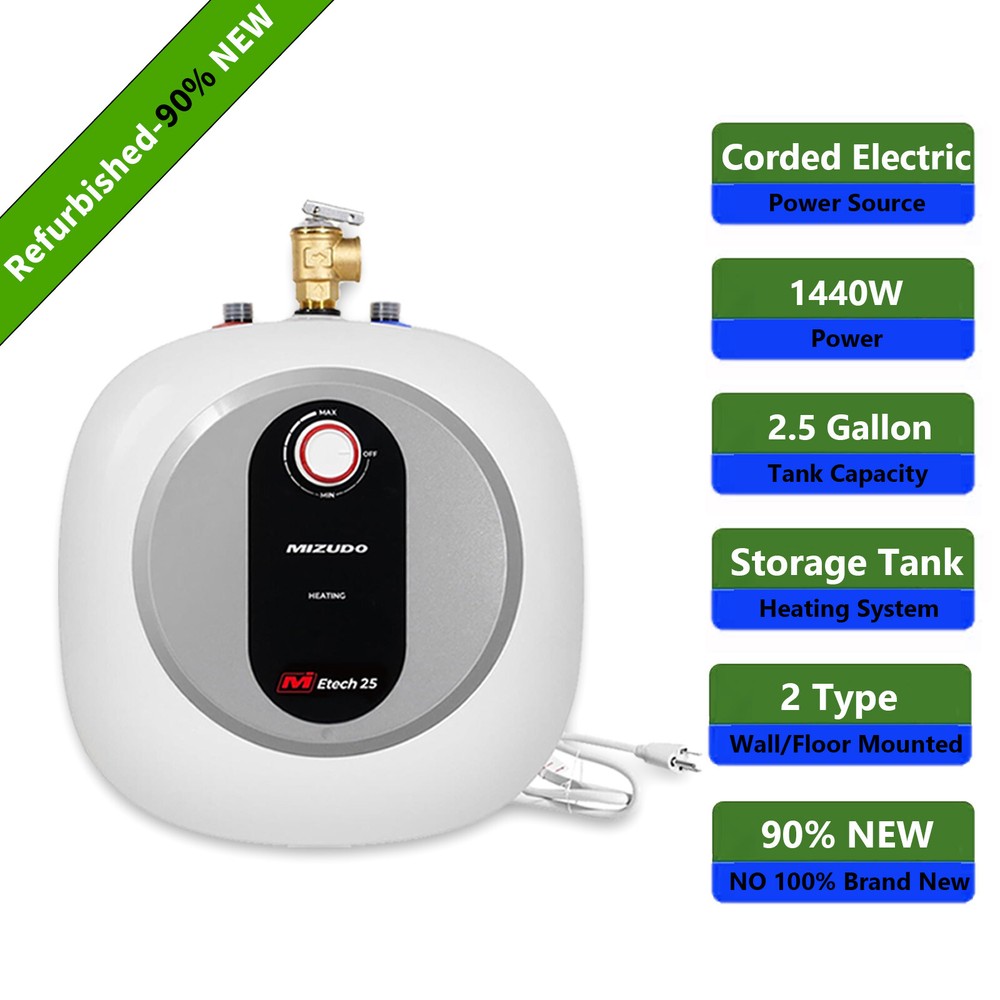 【90% NEW】Electric Point Of Use Hot Water Heater 2.5 Gallon Tank Under Sink 120V