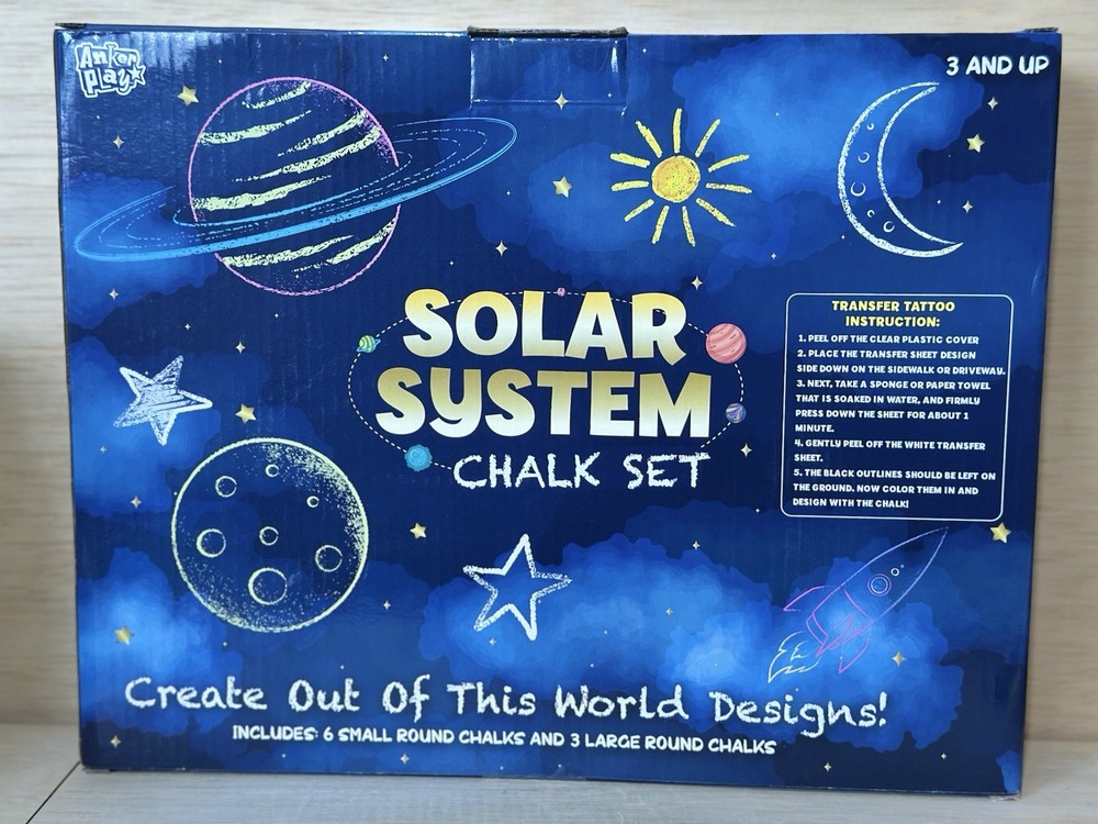 Anker Play Solar System Chalk Set- Includes Three Sidewalk Transfers Ages 3+