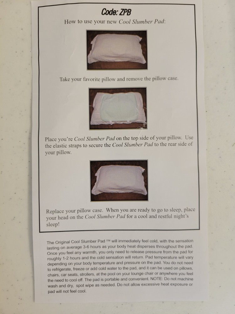 The Original Cool Slumber Pad for your pillow