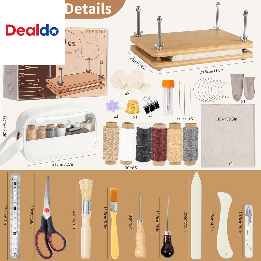 50 Pcs Book Binding Kits for Beginners - Complete DIY Kit with Tools & Instructi