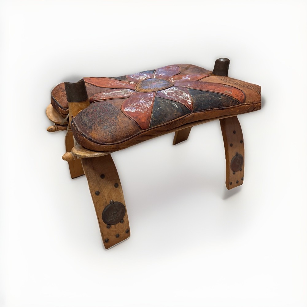 Vintage 1960's Egyptian Camel Saddle Stool