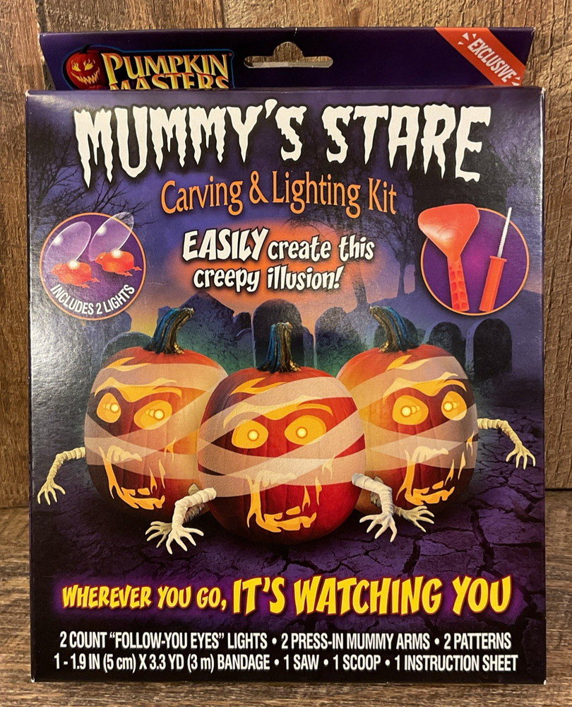 Pumpkin Masters Kits: Lights-Shadow Project Patterns-Mummy’s Stare + Tools NIP🎃
