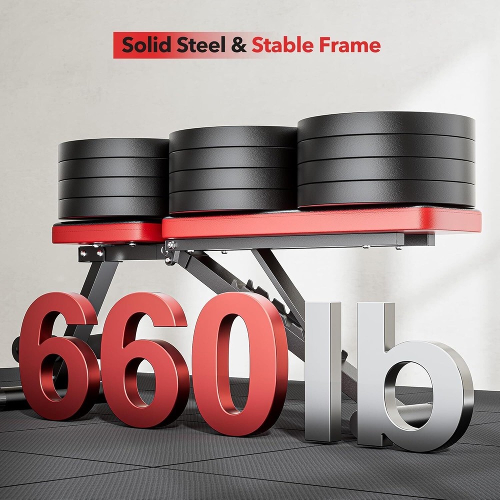 660lb Weight Bench Home Gym Foldable Workout Bench 8 Backrests Adjustable Bench