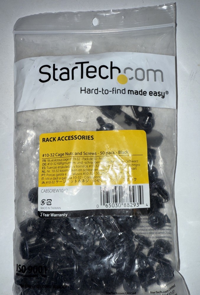 StarTech 10-32 Server Rack Screws and Cage Nuts 50 pk