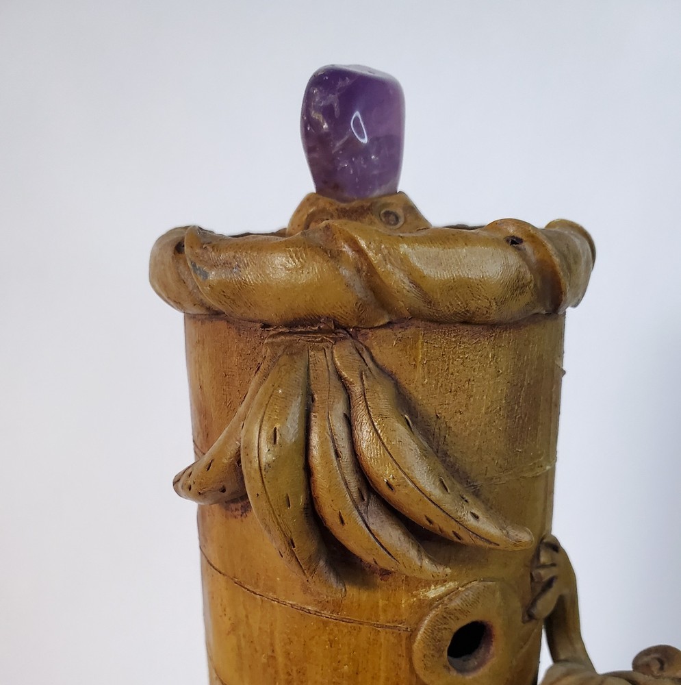 Handmade Monkey on Bamboo Incense Burner