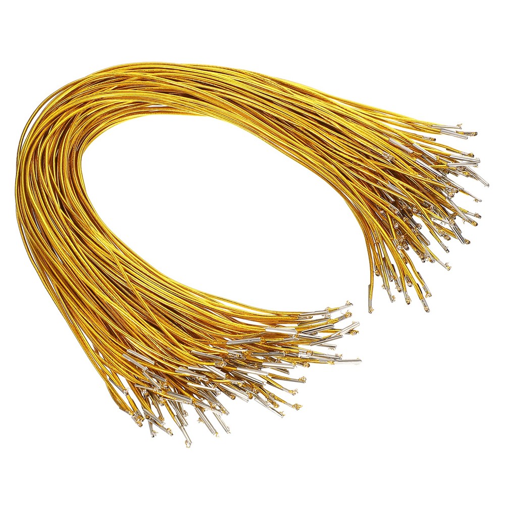 100 Pcs 17.7" Elastic Barbed Cord 2mm Loop Stretch Round String with Barb, Gold